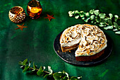 Gingerbread cake with meringue topping for Christmas
