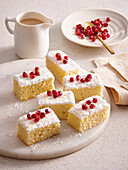 Coconut cake with pomegranate seeds