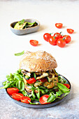 Chickpea burger with grilled courgette