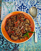 Turkish eggplant with lentils and peppers