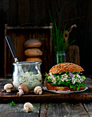 Sandwiches with mushroom salad