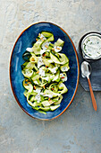 Steamed courgette and herb salad