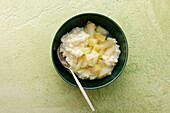 Rice pudding with honeydew melon