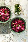 Pearl barley risotto with beetroot