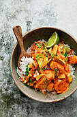 Spicy Thai fish curry on rice