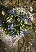 Wreath of iris and flowering branches