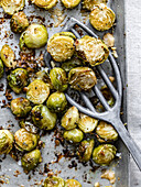 Halved roasted Brussels sprouts