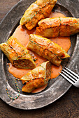 Bavarian cabbage roulade filled with minced meat