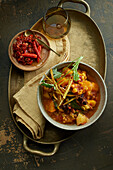 Pumpkin and mango stew with fermented chilli paste