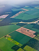 Aerial of the giant soy fields around Sinop, Mato Grosso, Brazil, South America