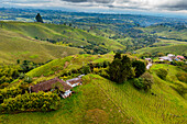 Luftaufnahme von Filandia, UNESCO-Weltkulturerbe, Kaffee-Kulturlandschaft, Quindio, Kolumbien, Südamerika