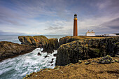 Butt of Lewis Lighthouse with rugged coastline, Isle of Lewis, Outer Hebrides, Scotland, United Kingdom, Europe