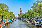 Westerkerk Church on the Prinsengracht Canal, Amsterdam, North Holland, The Netherlands, Europe