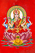 Lakshmi, eine der Hauptgöttinnen im Hinduismus, die Göttin des Reichtums, des Glücks, der Macht, der Schönheit und des Wohlstands, Kathmandu, Nepal, Asien