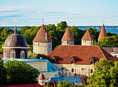 Old Town Walls, elevated view, UNESCO World Heritage Site, Tallinn, Estonia, Europe