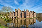 The brick built 15th century Herstmonceux Castle, East Sussex, England, United Kingdom, Europe