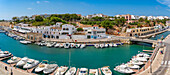 View of marina from an elevated position, Ciutadella, Menorca, Balearic Islands, Spain, Mediterranean, Europe