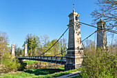Argenbrücke, Langenargen, Kettenbrücke über die Argen, Bodensee, Schwaben, Baden Württemberg, Deutschland, Europa