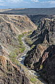 Aerial of the Charyn Gorge and river, Tian Shan, Kazakhstan, Central Asia, Asia