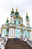The blue Orthodox St. Andrew's Church, Kyiv (Kiev), Ukraine, Europe