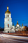 St. Sophia Cathedral and Sophia Square during blue hour in Kyiv (Kiev), Ukraine, Europe