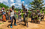 Traditional Pygmy wrestling, Kisangani, Democratic Republic of the Congo, Africa