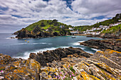 Beautiful Cornish fishing village of Polperro, nestled between the cliffs on the South coast of Cornwall, England, United Kingdom, Europe