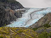 Ein Blick auf den Exit Glacier, der vom Harding Ice Field kommt, Kenai Fjords National Park, Alaska, Vereinigte Staaten von Amerika, Nordamerika