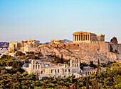 Akropolis bei Sonnenuntergang, UNESCO-Welterbe, Athen, Attika, Griechenland, Europa