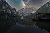Lake Braies by night, Dolomites, Alto Adige, Italy, Europe