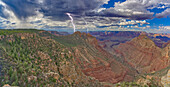 Lightning striking the Sinking Ship at Grand Canyon, viewed from the Buggeln Hill summit, Grand Canyon National Park, UNESCO World Heritage Site, Arizona, United States of America, North America