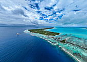 Luftaufnahme des Anaa-Atolls, Tuamotu-Archipel, Französisch-Polynesien, Südpazifik, Pazifik