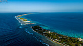 Aerial of Hikueru atoll, Tuamotu archipelago, French Polynesia, South Pacific, Pacific