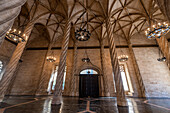 Innenraum, Lonja de la Seda-Palast, UNESCO-Welterbe, Valencia, Spanien, Europa
