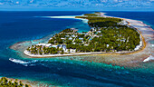 Aerial of the Amaru atoll, Tuamotu Islands, French Polynesia, South Pacific, Pacific