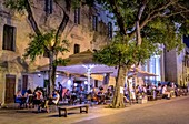 Street cafe, Triq San Gwann, Valletta, Malta, Mediterranean, Europe