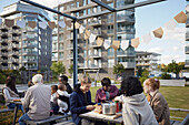 People relaxing in park