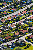 Aerial view of residential buildings