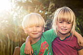 Portrait of blond girl and boy