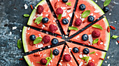 Slices of watermelon with berries