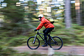 Man on bike in forest