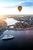 Hot air balloon over Stockholm, Sweden