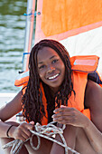 Girl sailing.