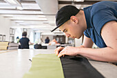 Man working in textile workshop