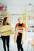 Women working in shop