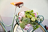 Bouquet of flowers on bicycle