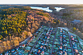 Aerial view of suburban area