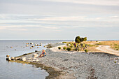 Women relaxing at seaside