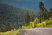 Cyclist on country road