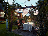 Table set in garden